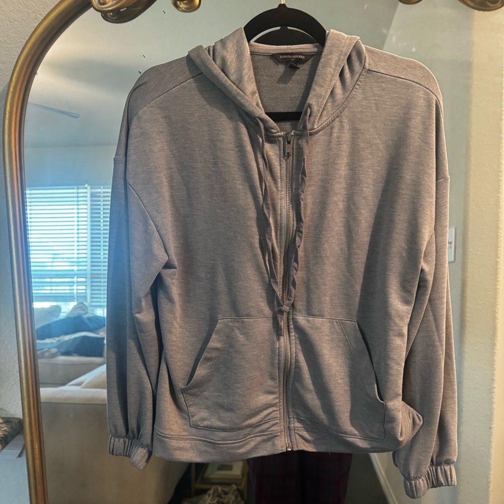 Banana Republic Heather Gray Zip-Up Jacket